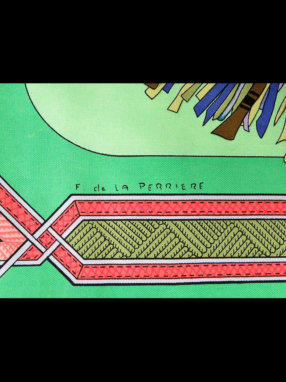Hermes Silk Scarf in Mint Green, Pink, Blue and Gold - Picture 9 of 13